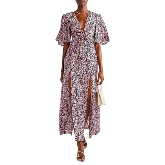 Elegant Pink Patterned Maxi Dress - Picture 5 of 12